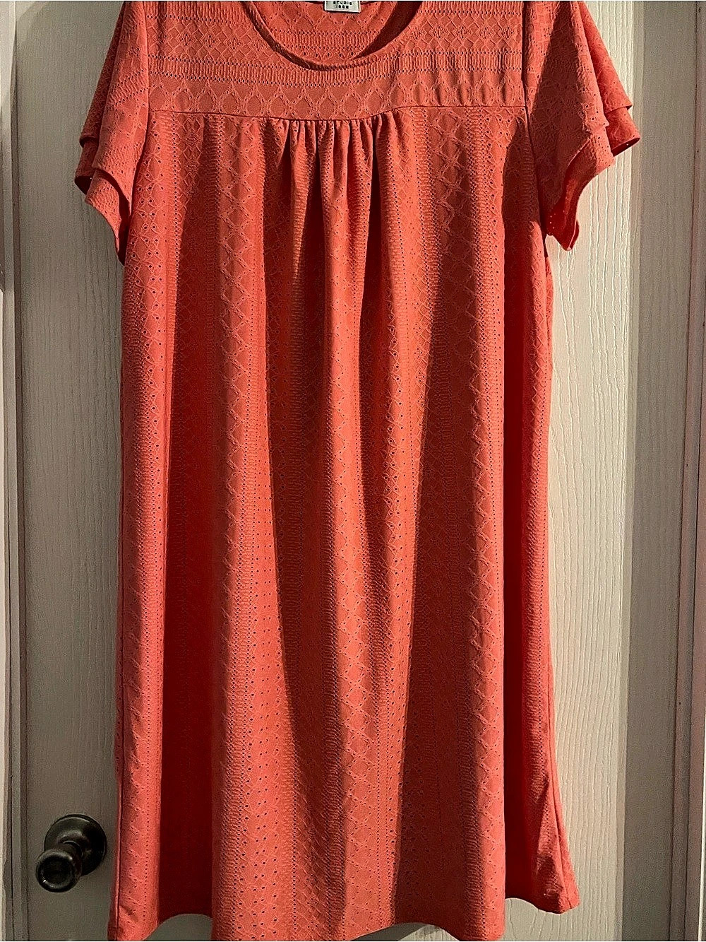 Studio 1880 Coral Eyelet Dress Size Large Like New